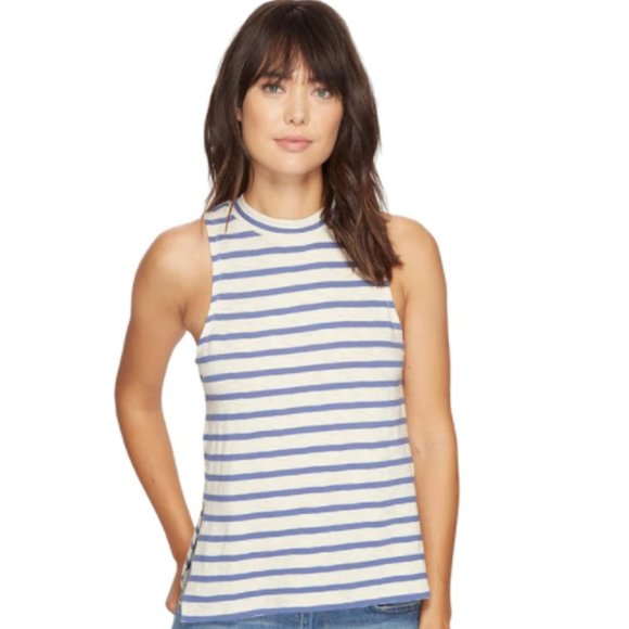 Billabong Tops - Billabong Your Eyes Striped Mock Neck Muscle Tee, Sz L
